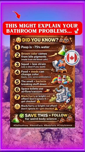 😳 DID YOU KNOW? Your poop is basically a mini health report 💩🧠 I made 7 weird-but-true poop facts that most people don’t know… Which one shocked you most—#2 or #6? 👇 ✅ SAVE this for later FOLLOW for more weird body science! #DidYouKnow #WeirdFacts #BodyFacts #CrazyScience #FunFacts #ScienceFacts #HealthFacts #PoopFacts #HumanBody #LearnOnReels #DailyFacts #MindBlown #SaveThis #ShareThis #FYP #ViralReels #ReelsTips #FacebookReels #ContentCreator #PinoyCreator #highlightseveryonefollowers #vir