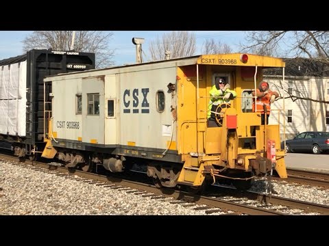 CSX Train With Caboose! RR Switching, Abandoned Railroad, Norfolk Southern Trains Meet On Hill
