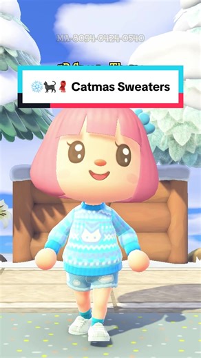 I made 8 CAT themed sweaters in Animal Crossing ❄️🐈‍⬛🧣 #acnh #animalcrossing #gaming #cozygames #fyp