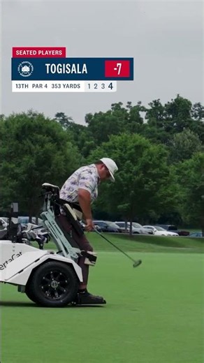 He drives the green on No. 14! Max Togisala is a four-time winner in the seated players category 🥇
