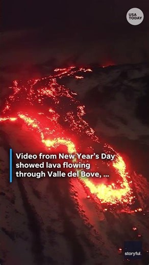 Drone camera captures breathtaking lava flow from Mt. Etna volcano
