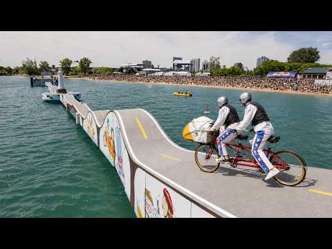 Hilarious Tandem Bike Race LIVE REPLAY (will anyone make it across?)