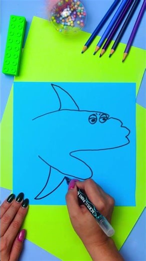 EASY SHARK DRAWING with HAND 🦈 #shorts #kids
