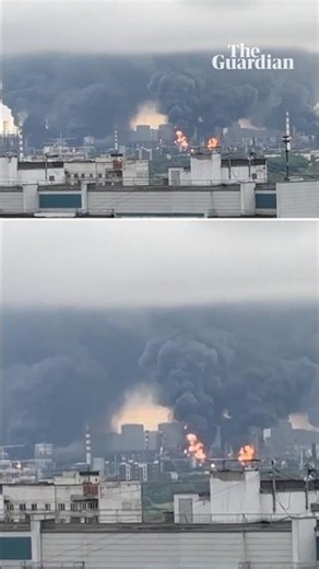 Russian oil refinery on fire after Ukrainian drone attack in Moscow