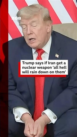 US President Donald Trump says Iran will 'never have nuclear weapon' under deal. #Iran #US #BBCNews
