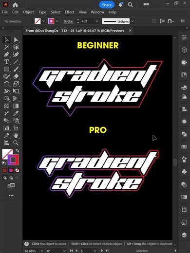 Adobe Illustrator 2026 - Tips for creating Gradient Stroke effects for Text like a PRO #ducthangds #design #illustratortips #illustratortricks #illustratortutorials