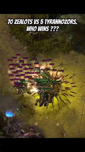 SC2.BattleRumBle: 70 Zealots vs 5 Tyrannozors #sc2 #rts #starcraft2 #스타크래프트2 #UnitBattle