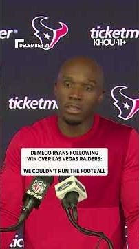Ryans after win over Las Vegas Raiders: Texans couldn't run the football