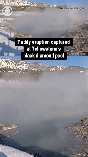 A muddy eruption was captured inside Yellowstone National Park's black diamond pool on Saturday. Footage shows mud flying out of the pool – the same location as a hypothermal explosion that occurred in July 2024. | CBS News