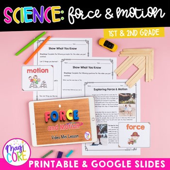 Force & Motion 1st 2nd Grade Science Worksheets Experiments Activities Passage