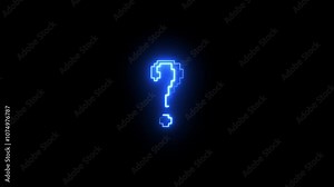 Question mark icon, problem sign icon. Neon glowing seamless question mark. Stock Video