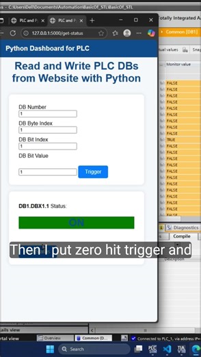 Custom Web Dashboard for Siemens PLC (TIA Portal) Using Python – Read & Write DB Bits #python #iiot