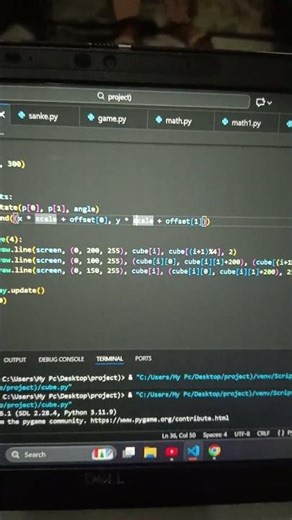how to create the cube Drawing using pygame in python coding #shortvideo