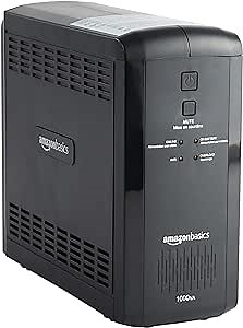 Amazon Basics UPS Battery Backup & Surge Protector, 1000VA/550W, 9 Outlets, Line Interactive Uninterruptible Power Supply with AVR Sinewave Technology, Black