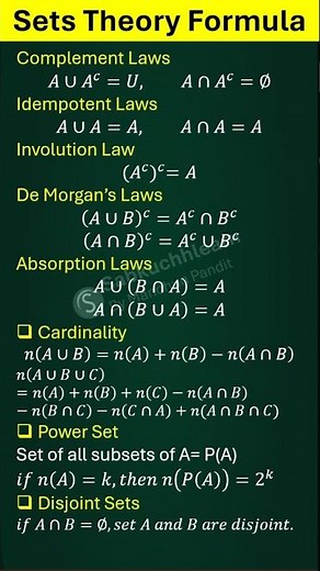 All Important Set Theory Formulas | Quick Maths Revision in 60 Seconds