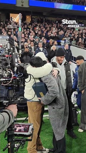 Son Heung-min hugs his former Spurs teammates 🤍 Once a Spur, always a Spur #StanSportAU #UCL