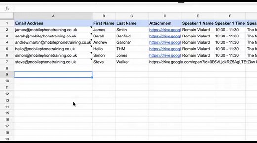 Create a simple draft email template in Gmail for your mail merge