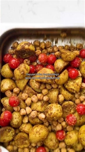 🥔 CHOP, TOSS, ROAST — SPICED POTATO, CHICKPEA & TOMATO SALAD 🍅