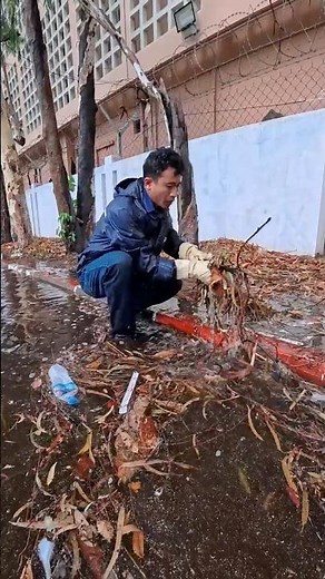 Satisfying Drain Cleanup After Heavy Flooding #remove #shorts #plastic
