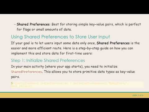 How to Make Users Input Information Only Once in Your Android App