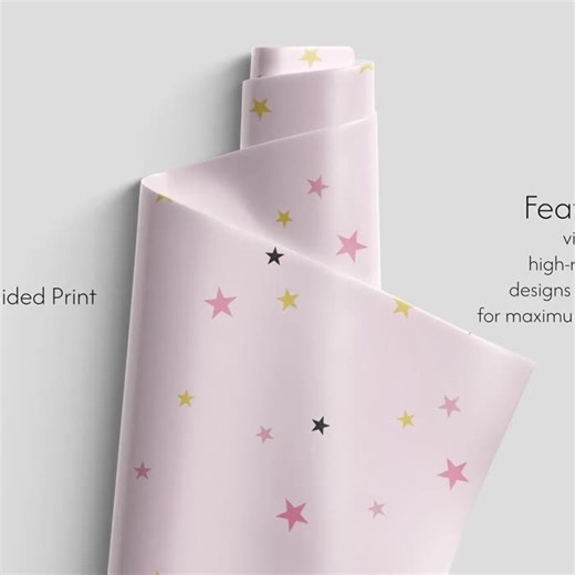 Pink Star Wrapping Paper | Baby Shower Gift Wrap - Etsy Canada