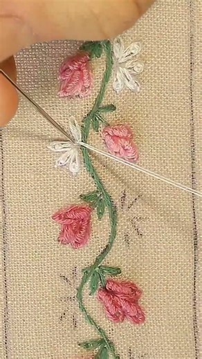 Watch These Border of Mini Flowers Appear Like Magic! Border Line Embroidery SHORT