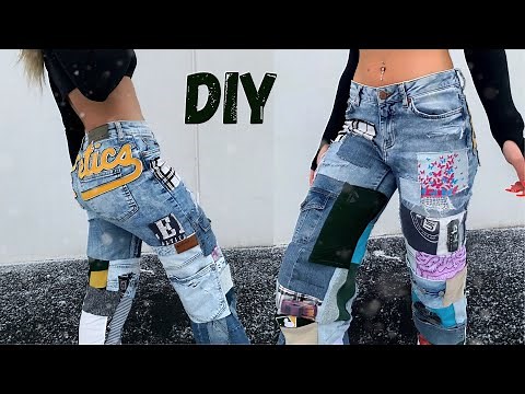 DIY patchwork jeans