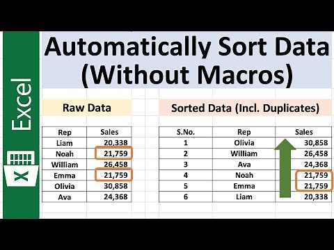 Excel Tutorial to Sort Data Automatically without using Macros
