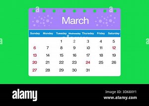 Animated calendar flipping months January to December on green screen. Full year Calendar animation video from january to december