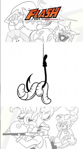 drawing easy bait and worm only 30 second - step by step tutorial