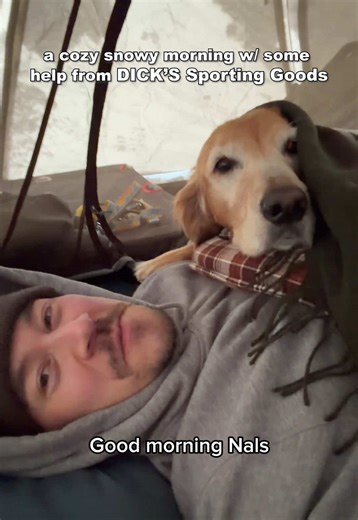 Cozy camping in the snow with my dog & gear from DICK'S Sporting Goods! Shop brands like YETI, Solo Stove, and more from @DICKS Sporting Goods this holiday season and find something for everyone on your list. #dkspartner