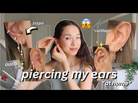 PIERCING MY EARS!! *at home* how to pierce your ears✨
