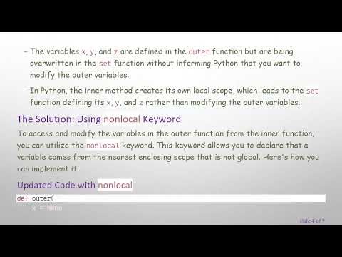 Accessing Variables in Inner Methods with nonlocal in Python