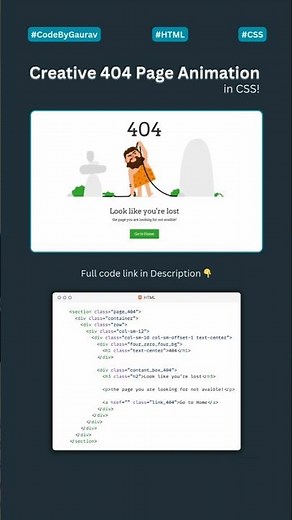 Stylish & Interactive 404 Page for Your Website! 🚀⛔#shorts #webdevelopment #coding #codebygaurav