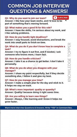 9 Most Common Job Interview Questions and Answers