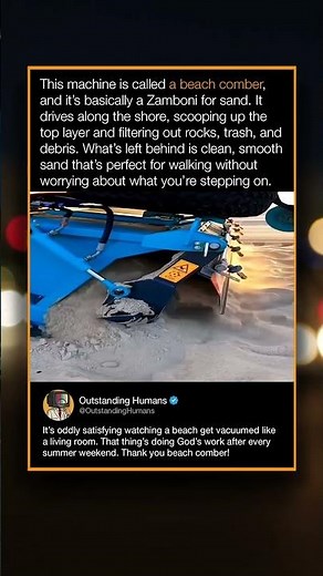 This machine is called a beach comber, and it's basically a Zamboni for sand. It drives along