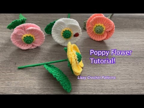 How to Crochet a Poppy Flower Super Easy and Quick step by step🥰Beginner Friendly