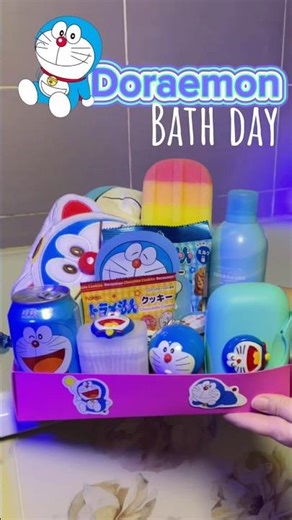Doraemon bath day 🧽🛀 what’s next? #bathtime #bathroutine #bathtimeroutine #bathessentials