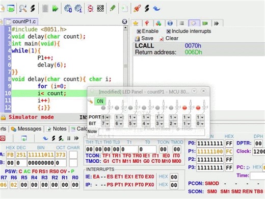 SDCC C Language Demo for mcu8051ide Simulator