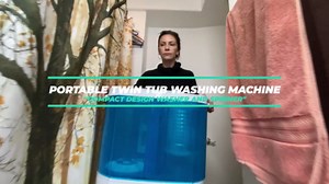 SUPER DEAL Small Portable Washing Machine 9.9lb Mini Compact Washer Twin Tub Laundry Machine Top Load Spinning and Washing Combo 6.57 FT Inlet Gravity Drain Hose