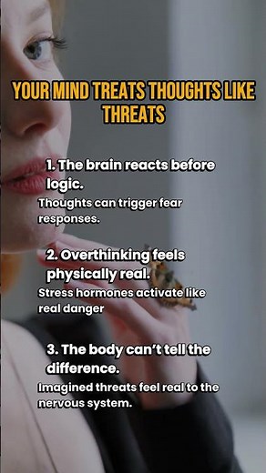 Overthinking feels real because your brain treats thoughts as danger. #brainfacts #psycholgyfacts