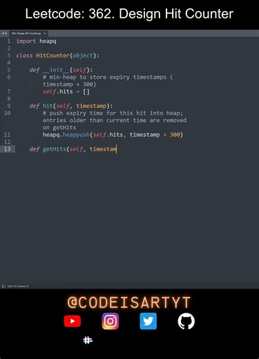 Leetcode 362. Design Hit Counter in Python | Python Leetcode | Python Coding Tutorial | Python ASMR