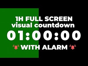 1 HOUR Full Screen Visual TIMER ✅ with Alarm 🚨 | Green Progress Bar + RED Alert at End