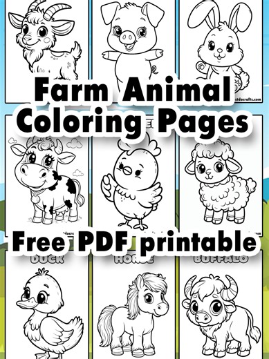 Farm Animal Coloring Pages 🙂 Get your free PDF printable at our website - justdocrafts.com #coloringsheet #animalcoloringbook #cutecoloring #cutecoloringpages #kidsactivities #preschoolactivities #forkids #farmanimals #coloring