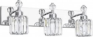 PRESDE 3-Light Crystal Bathroom Vanity Light, Chrom ModernBathroom Lights Fixtures Over Mirror Wall Lamp for Bathroom Bedroom Hallway