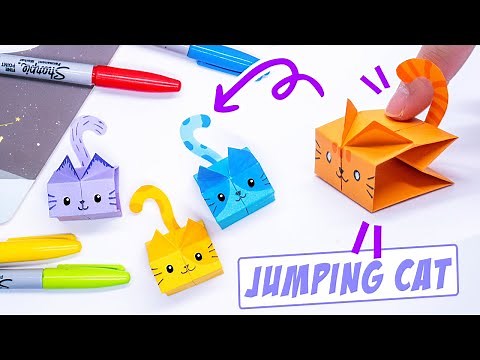 Easy Origami Jumping Cat || How to make origami paper jumping cat
