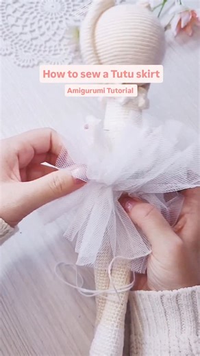 Renáta Volent on Instagram: "Tutu skirt Tutorial - Loving to make tulle skirts for my fairy ballerina dolls. This is how I make them. 🩷 Link to crochet ballerina patterns are in my Profile 🩷 #amigurumidoll #crochettutorial #howtocrochet #crochettips #amigurumitips #ballerinadoll"