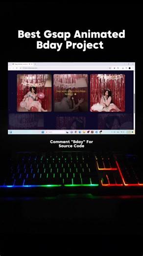 Goutam Prajapat on Instagram: "Gsap Fully Animated Bday Project ❤️ Source Code Link Available in My Profile Bio 🚀 Dm me to create your High quality website ✅ Join My Telegram channel for daily coding update and projects link in Bio ✅ . Like 👍 Share 📲 Comment 📩 . Follow me - @developergtm . (Bday project using javascript, birthday reel, birthday project using html css, birthday project using python) . #developergtm #webdevelopment #codinglife #birthday #reels"