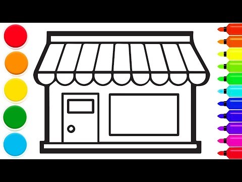 How to draw a store | step by step