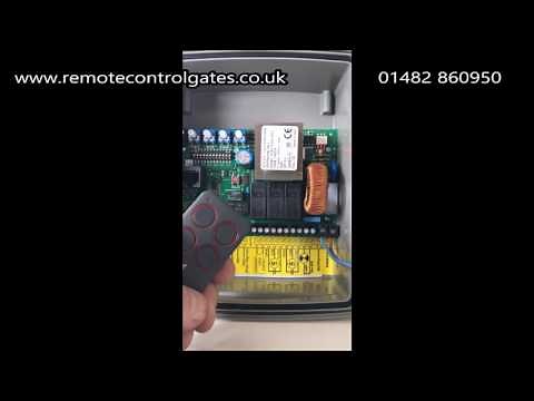 V2 Flexy2 electric gate control panel installation coding of Phox radio transmitter